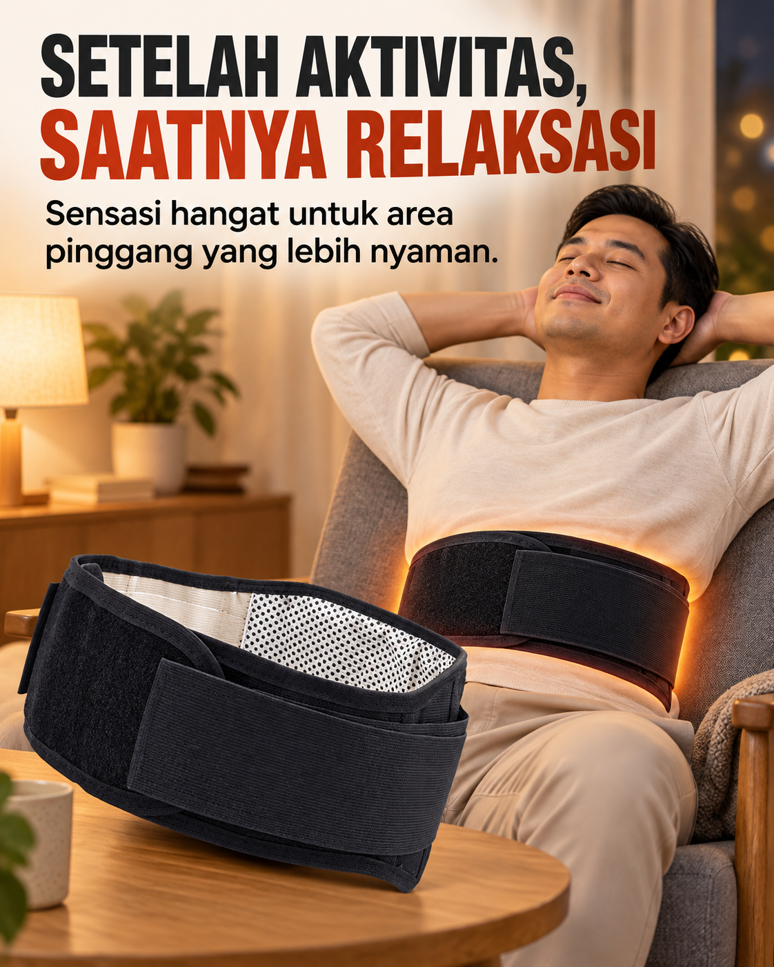 Sensasi hangat untuk membantu relaksasi area pinggang
